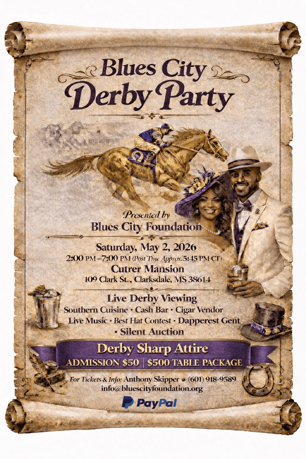 Blues City Derby Party event flyer